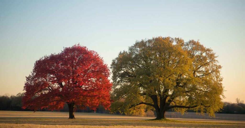 A Red Maple and English Oak